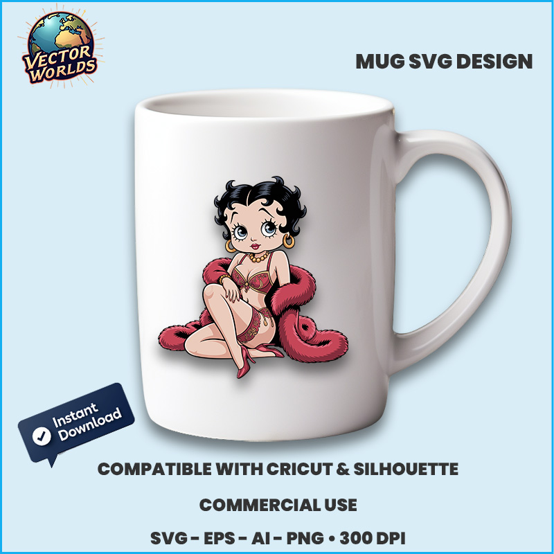 Betty Boop in a glamorous pose - SVG Design - Image 3