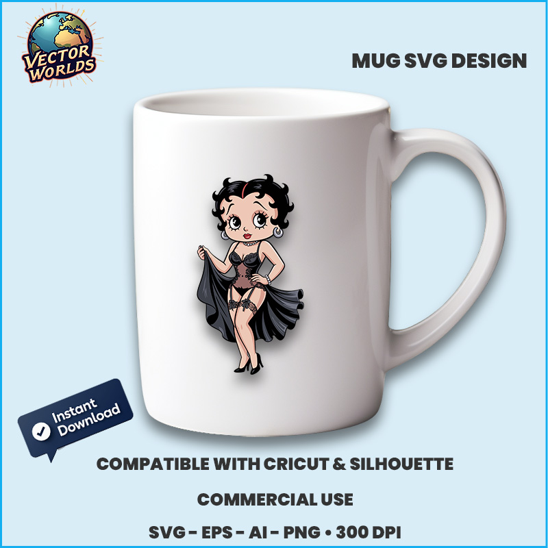 Betty Boop in a glamorous pose - SVG Design - Image 3