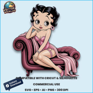 Betty Boop in a glamorous pose – SVG Design