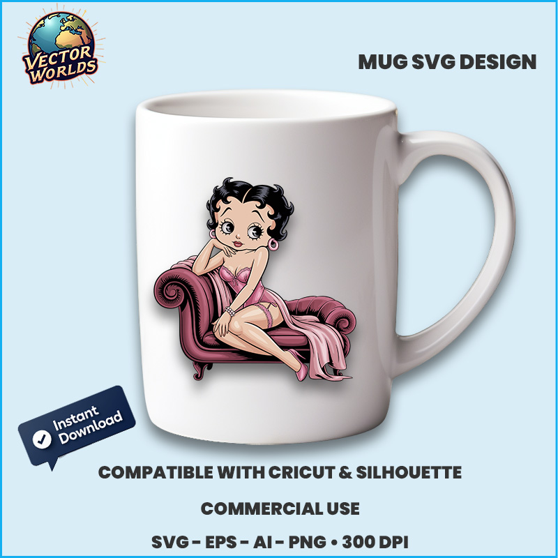 Betty Boop in a glamorous pose - SVG Design - Image 3
