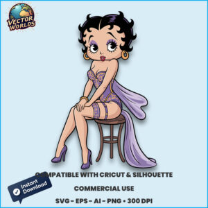 Betty Boop in a glamorous pose – SVG Design