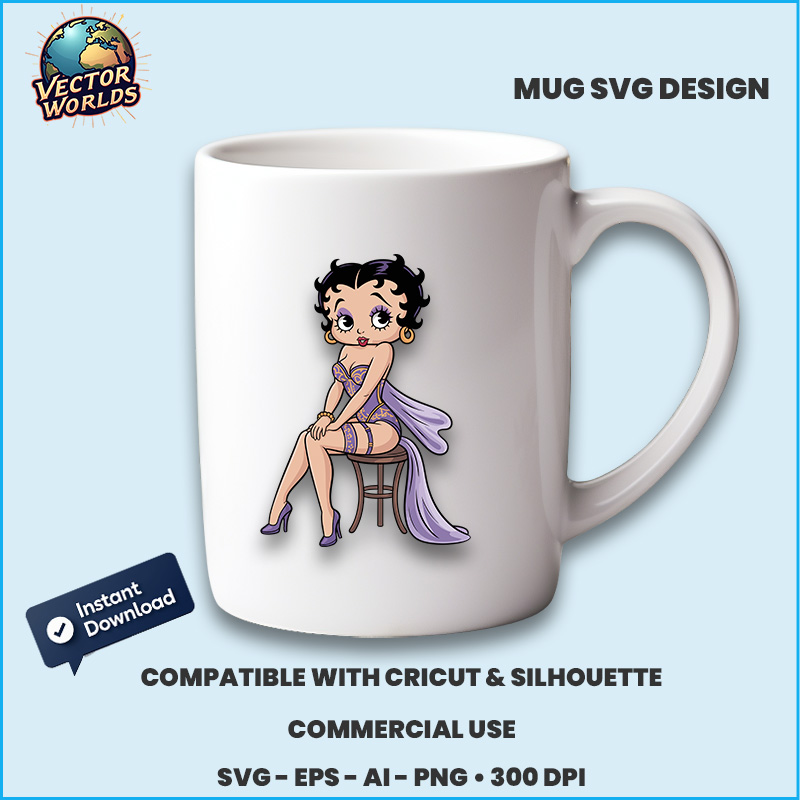 Betty Boop in a glamorous pose - SVG Design - Image 3