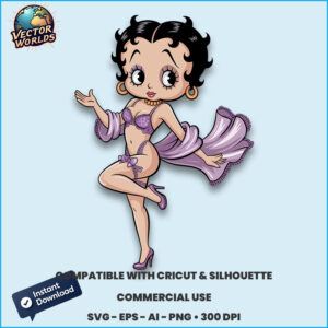 Betty Boop in a glamorous pose - SVG Design
