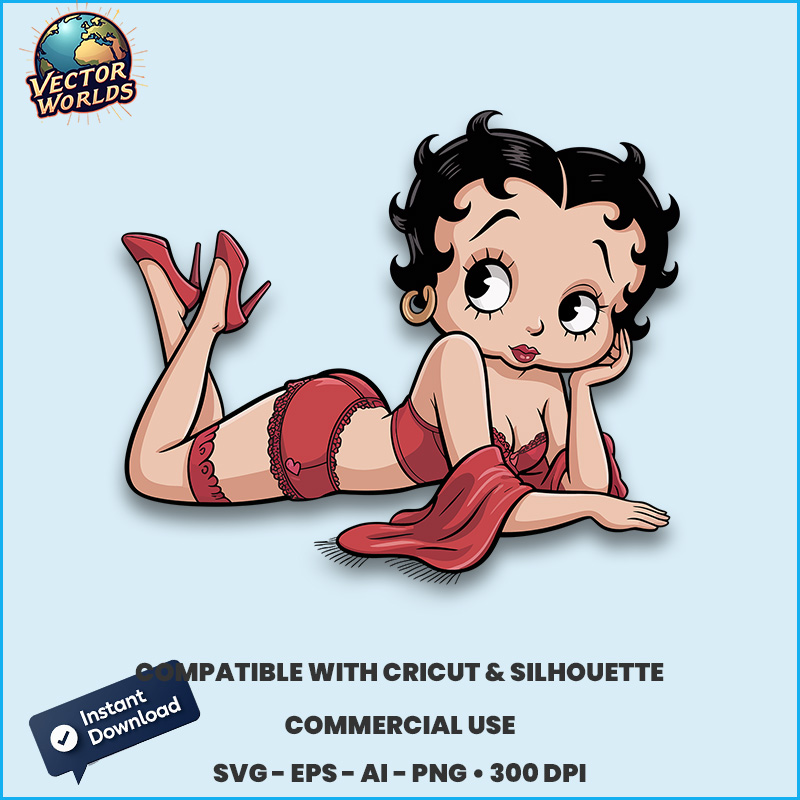 Betty Boop in a glamorous pose - SVG Design