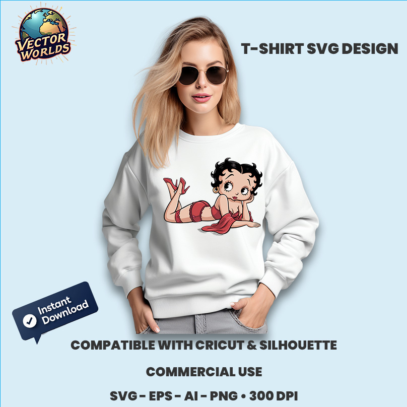 Betty Boop in a glamorous pose - SVG Design - Image 2