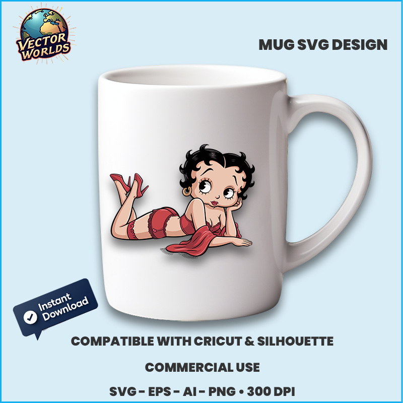 Betty Boop in a glamorous pose - SVG Design - Image 3