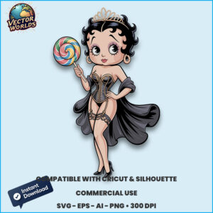 Betty Boop in a glamorous pose - SVG Design