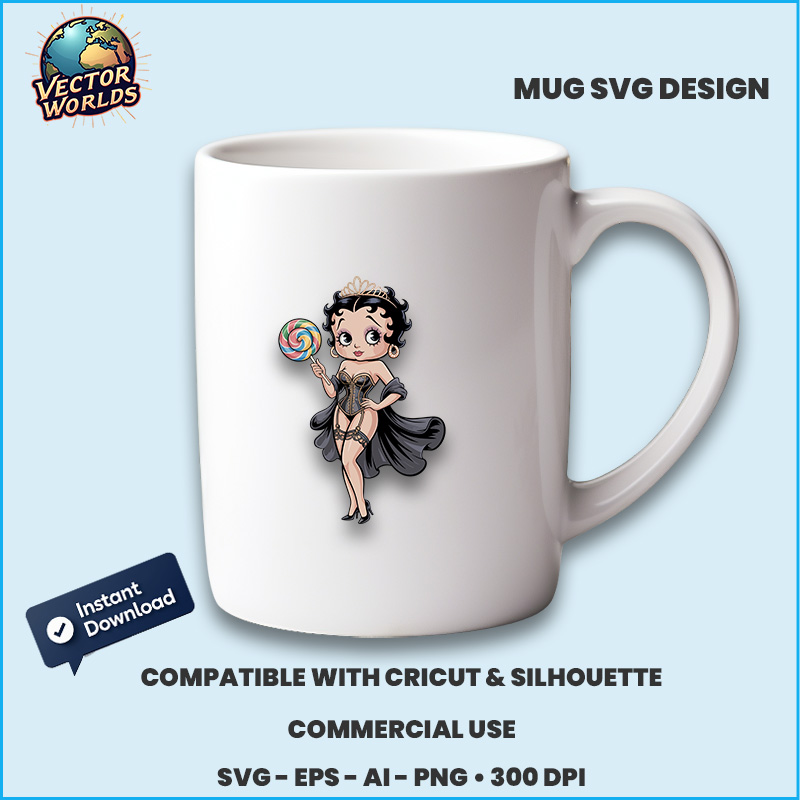 Betty Boop in a glamorous pose - SVG Design - Image 3