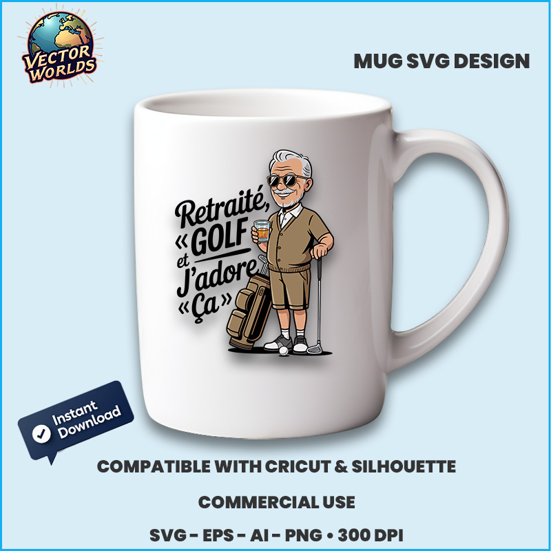 Retraité, golf et j’adore ça - SVG Design - Image 3